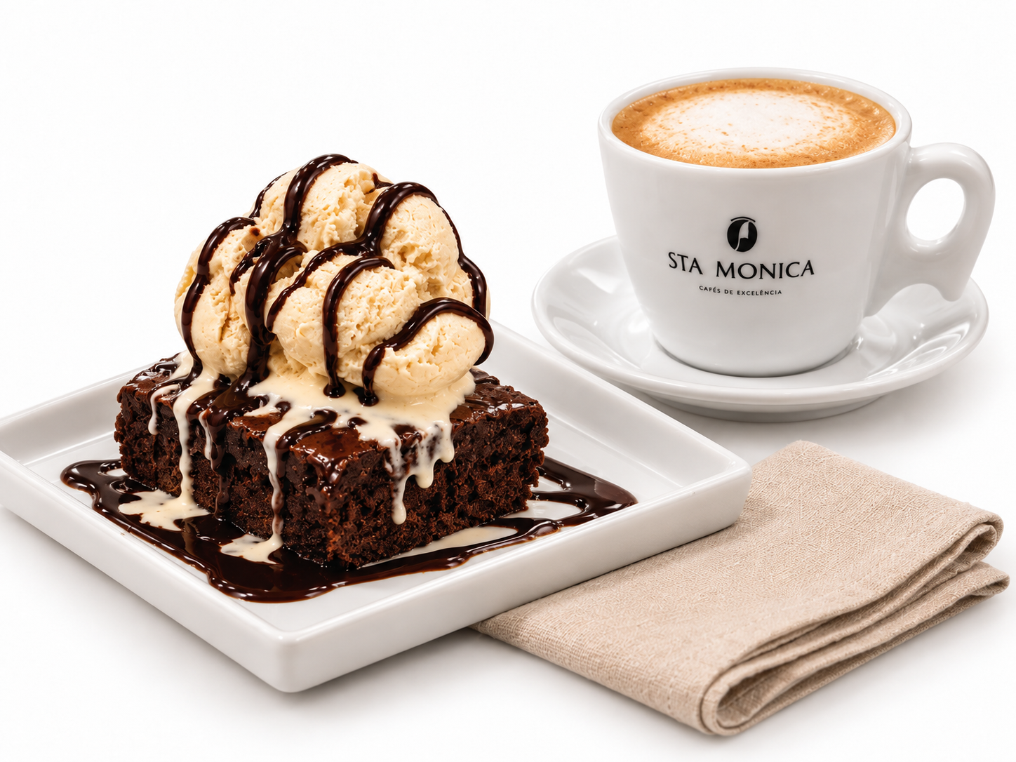 Combo Momento Dolce — Cappuccino e Brownie com Gelato