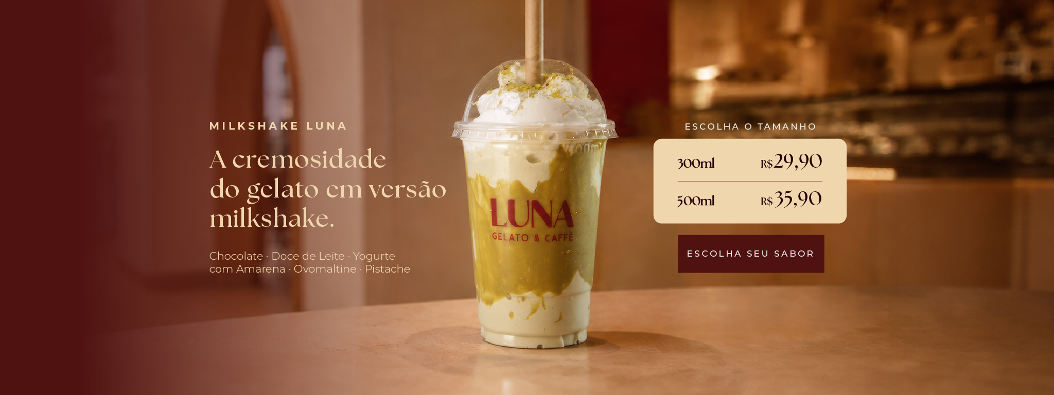 Milkshake Luna — a cremosidade do gelato em versão milkshake