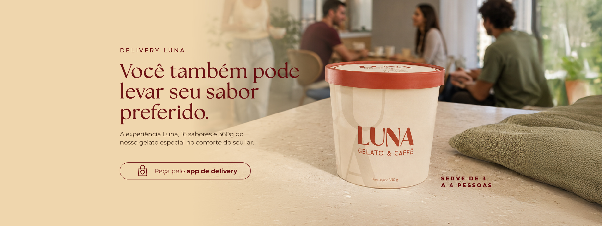 Delivery Luna — você também pode levar seu sabor preferido, pote 360g