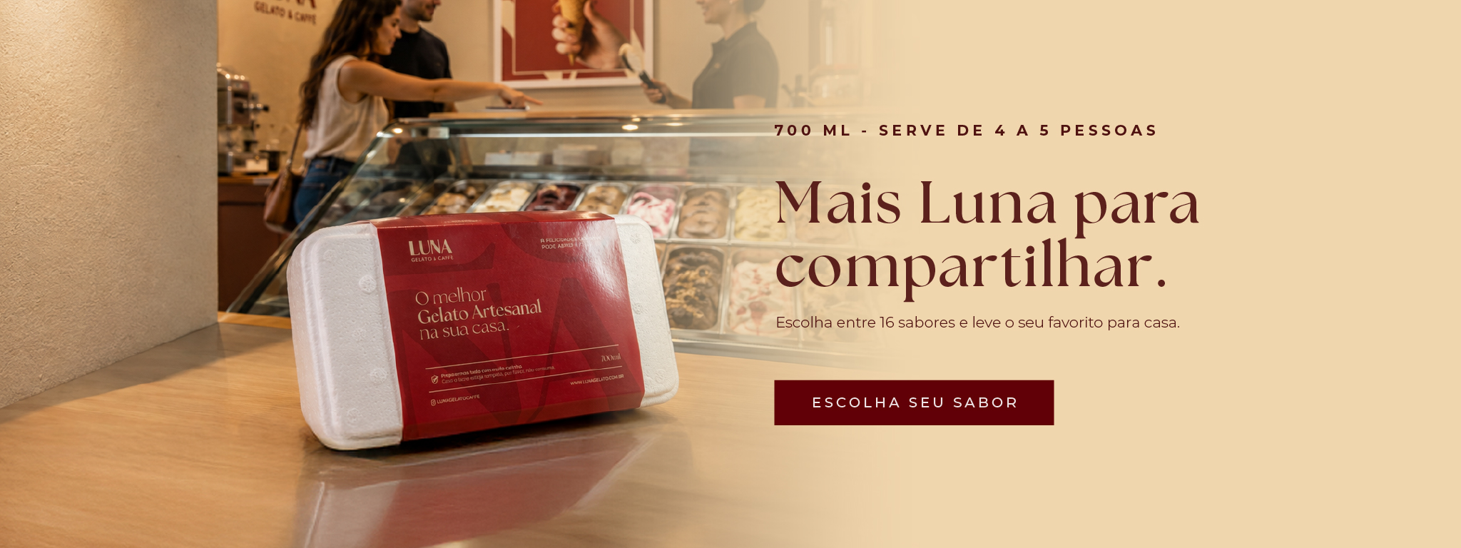 Mais Luna para compartilhar — pote 700ml, serve de 4 a 5 pessoas